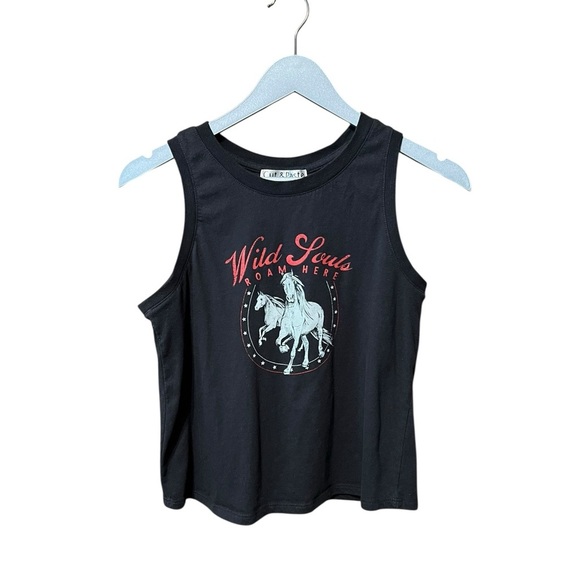 copy & paste Tops - 🟣Cut & Paste “Wild Souls Roam Here” Graphic Crop Tank – Size Small